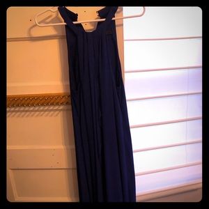 BCBG blue formal asymmetrical hemline dress